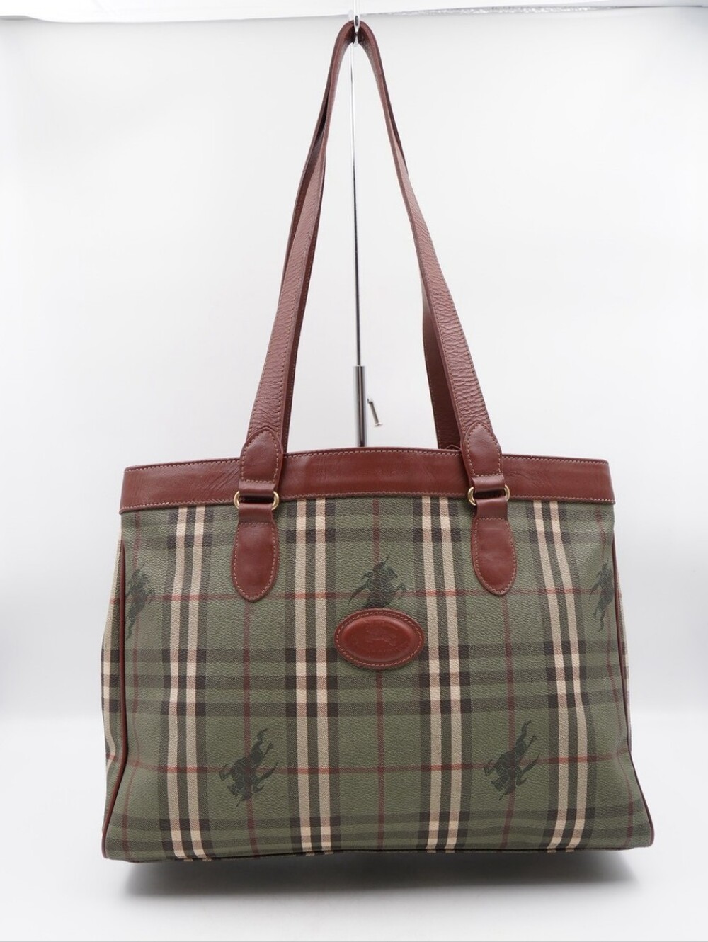 CO50 💟 Burberrys Nova Check Tote Bag PVC Leather